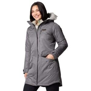 NWT Columbia Jacket Women S Gray Suttle Mountain Long Omni Heat Insulated Hooded